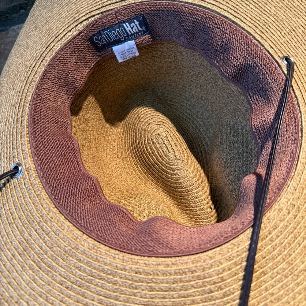 ๐ San Diego Hat Co. Wide Brim Straw Sun Hat with Decorative Band - Tan - Picture 6 of 10